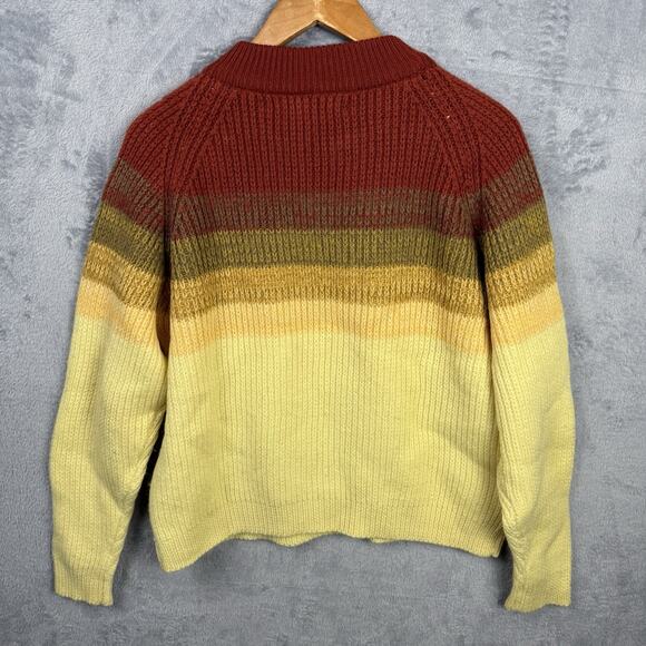 Vtg Women’s Sweater Saxony L 100% Wool Ombré Preppy Y2K Scottish Yellow Academia - Picture 3 of 5